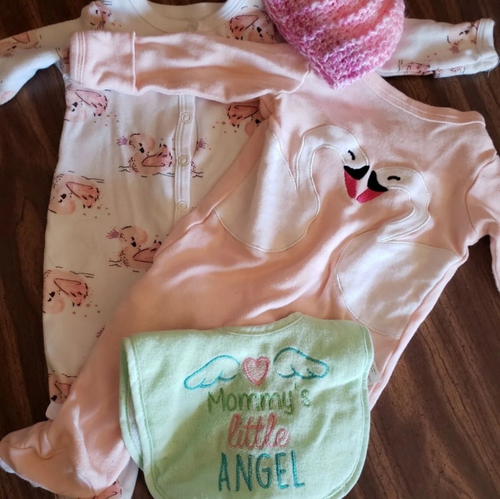 Sleep and Play Bundle Baby Girl 0-3 Month Swans